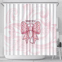 New Zealand Nurses RN Personalised Shower Curtain Pink Stethoscope Coquette Bow Maori Motif LT9 - Polynesian Pride