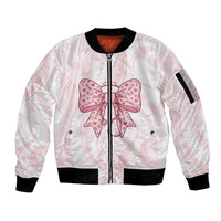 New Zealand Nurses RN Personalised Sleeve Zip Bomber Jacket Pink Stethoscope Coquette Bow Maori Motif LT9 Unisex Pink - Polynesian Pride