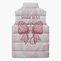 New Zealand Nurses RN Personalised Sleeveless Puffer Jacket Pink Stethoscope Coquette Bow Maori Motif LT9 - Polynesian Pride