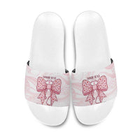 New Zealand Nurses RN Personalised Slide Sandals Pink Stethoscope Coquette Bow Maori Motif LT9 Pink - Polynesian Pride