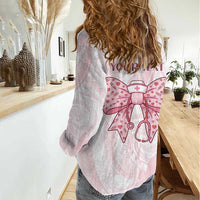 New Zealand Nurses RN Personalised Women Casual Shirt Pink Stethoscope Coquette Bow Maori Motif