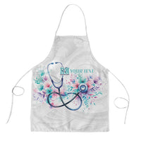 New Zealand Nurses RN Personalised Apron Stethoscope Floral Maori Motif LT9 White - Polynesian Pride