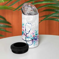 New Zealand Nurses RN Personalised 4 in 1 Can Cooler Tumbler Stethoscope Floral Maori Motif
