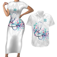 New Zealand Nurses RN Personalised Couples Matching Short Sleeve Bodycon Dress and Hawaiian Shirt Stethoscope Floral Maori Motif