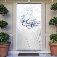 New Zealand Nurses RN Personalised Door Cover Stethoscope Floral Maori Motif LT9 White - Polynesian Pride