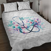 New Zealand Nurses RN Personalised Quilt Bed Set Stethoscope Floral Maori Motif LT9 White - Polynesian Pride