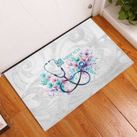 New Zealand Nurses RN Personalised Rubber Doormat Stethoscope Floral Maori Motif LT9 - Polynesian Pride