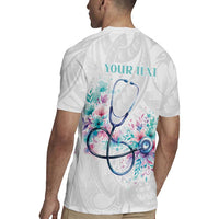 New Zealand Nurses RN Personalised Rugby Jersey Stethoscope Floral Maori Motif LT9 - Polynesian Pride