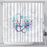 New Zealand Nurses RN Personalised Shower Curtain Stethoscope Floral Maori Motif LT9 - Polynesian Pride