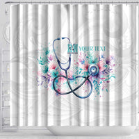 New Zealand Nurses RN Personalised Shower Curtain Stethoscope Floral Maori Motif LT9 - Polynesian Pride