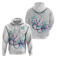New Zealand Nurses RN Personalised Zip Hoodie Stethoscope Floral Maori Motif LT9 - Polynesian Pride