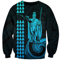 Custom Hawaii Sweatshirt King Kamehameha - Aqua LT9 Unisex Aqua - Polynesian Pride
