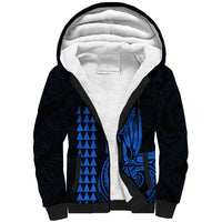 Custom Hawaii Sherpa Hoodie King Kamehameha - Blue LT9 Unisex Blue - Polynesian Pride