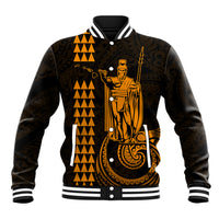 Custom Hawaii Baseball Jacket King Kamehameha - Gold LT9 Unisex Gold - Polynesian Pride