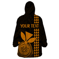 Custom Hawaii Wearable Blanket Hoodie King Kamehameha - Gold LT9 - Polynesian Pride
