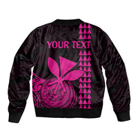 Custom Hawaii Sleeve Zip Bomber Jacket King Kamehameha - Pink LT9 - Polynesian Pride