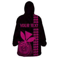 Custom Hawaii Wearable Blanket Hoodie King Kamehameha - Pink LT9 - Polynesian Pride