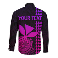 Custom Hawaii Long Sleeve Button Shirt King Kamehameha - Pink Gradient LT9 - Polynesian Pride