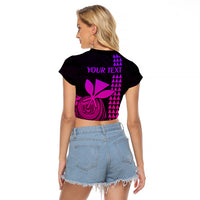Custom Hawaii Raglan Cropped T Shirt King Kamehameha - Pink Gradient LT9 - Polynesian Pride