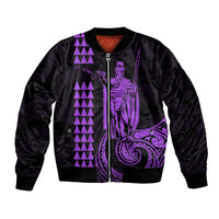 Custom Hawaii Bomber Jacket King Kamehameha - Purple LT9 Unisex Purple - Polynesian Pride