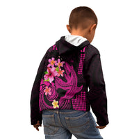 Custom Polynesian Kid Hoodie Hawaiian Warriors with Tribal Shark Tattoos - Pink LT9 - Polynesian Pride