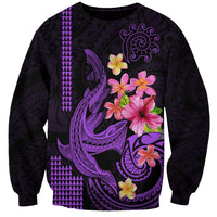 Custom Polynesian Sweatshirt Hawaiian Warriors with Tribal Shark Tattoos - Purple LT9 Unisex Purple - Polynesian Pride