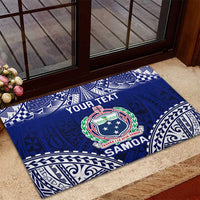 Personalised Samoa Coat Of Arms Rubber Doormat With Polynesian Pattern Version