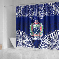 Personalised Samoa Coat Of Arms Shower Curtain With Polynesian Pattern Version
