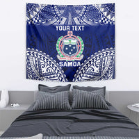 Personalised Samoa Coat Of Arms Tapestry With Polynesian Pattern Version