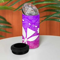 Polynesian Tribal Plumeria 4 in 1 Can Cooler Tumbler with Hawaii Kanaka Maoli Purple Gradient Version