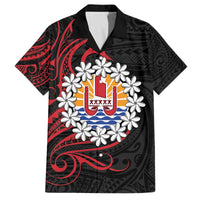 Tahitian Coat Of Arm and Tiare Flower Family Matching Off The Shoulder Long Sleeve Dress and Hawaiian Shirt Polynesian Tribal Tattoo