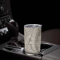 Tahitian Tiare Flower Tumbler Cup Beige Polynesian Pattern