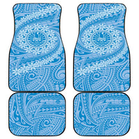 Tahitian Tiare Flower Car Mats Blue Polynesian Pattern LT9 - Polynesian Pride