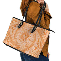 Tahitian Tiare Flower Leather Tote Bag Gold Polynesian Pattern