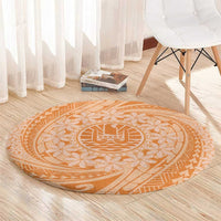 Tahitian Tiare Flower Round Carpet Gold Polynesian Pattern
