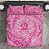 Tahitian Tiare Flower Bedding Set Pink Polynesian Pattern