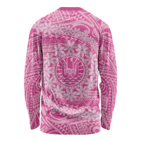 Tahitian Tiare Flower Long Sleeve Shirt Pink Polynesian Pattern