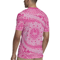 Tahitian Tiare Flower Rugby Jersey Pink Polynesian Pattern LT9 - Polynesian Pride
