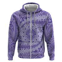 Tahitian Tiare Flower Hoodie Violet Polynesian Pattern LT9 Zip Hoodie Violet - Polynesian Pride