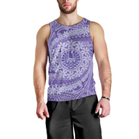 Tahitian Tiare Flower Men Tank Top Violet Polynesian Pattern LT9 - Polynesian Pride