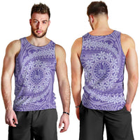 Tahitian Tiare Flower Men Tank Top Violet Polynesian Pattern LT9 - Polynesian Pride