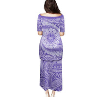 Tahitian Tiare Flower Puletasi Violet Polynesian Pattern LT9 - Polynesian Pride