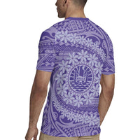 Tahitian Tiare Flower Rugby Jersey Violet Polynesian Pattern LT9 - Polynesian Pride