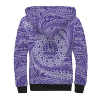 Tahitian Tiare Flower Sherpa Hoodie Violet Polynesian Pattern LT9 - Polynesian Pride