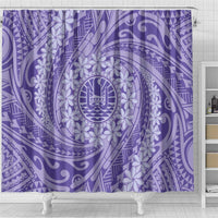 Tahitian Tiare Flower Shower Curtain Violet Polynesian Pattern