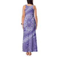 Tahitian Tiare Flower Tank Maxi Dress Violet Polynesian Pattern LT9 - Polynesian Pride
