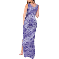 Tahitian Tiare Flower Tank Maxi Dress Violet Polynesian Pattern LT9 - Polynesian Pride