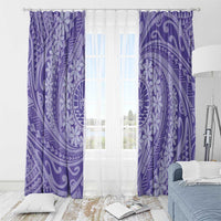 Tahitian Tiare Flower Window Curtain Violet Polynesian Pattern