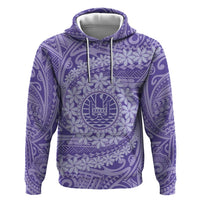 Tahitian Tiare Flower Zip Hoodie Violet Polynesian Pattern LT9 Pullover Hoodie Violet - Polynesian Pride