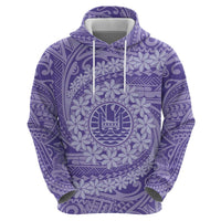 Tahitian Tiare Flower Zip Hoodie Violet Polynesian Pattern LT9 - Polynesian Pride